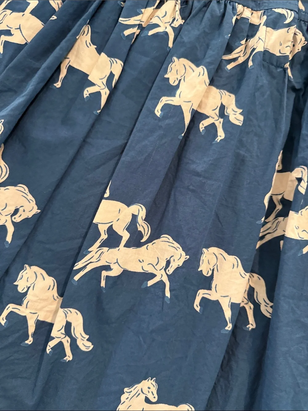 Pink Chicken Navy Dress with White Horse Print